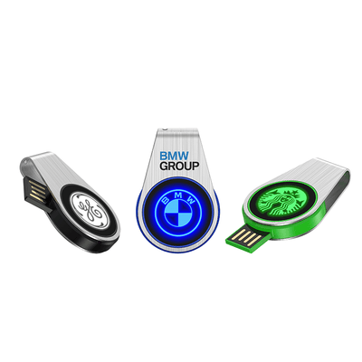 Round Swivel USB Flash Drive with LED Logo