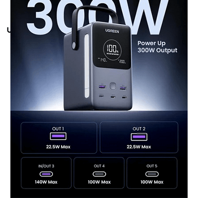 UGREEN 300W 48000mAh Power Bank with Smart Digital Display by Corporate Gift Store Singapore
