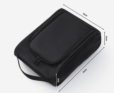 Polyester Shoe Bag dimensions 33x24x13cm, durable black design for organized footwear and travel.