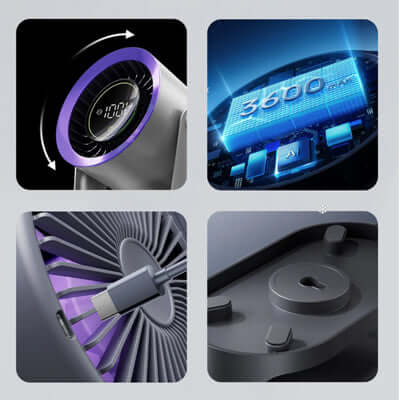NNIO U-2 High Speed Portable Fan, 3600mAh, 100 Speed, Digital Display & Control Corporate Gift Singapore