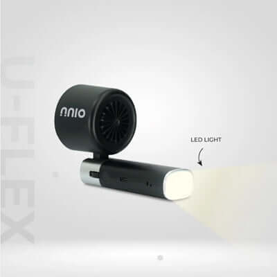 NNIO U-FLEX High Speed Portable Handheld Fan with Cooling Plate & LED Light, 5000mAh, 100 Speed Corporate Gift Singapore