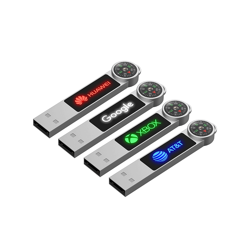 Rectangular USB Flash Drive with Compass and LED Logo by Corporate Gift Store Singapore