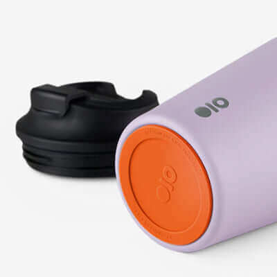 Montigo Sense Coffee Cup Regular in stylish lavender hue with black lid, perfect for coffee lovers and sustainable choices.