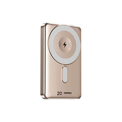Remax CX-1 Magnetic Wireless Charging Powerbank with Cable and Stand 5000mAh in gold color