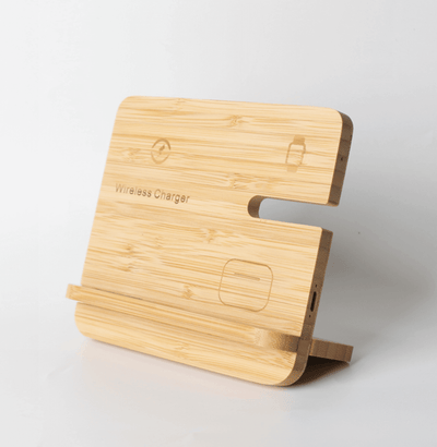 15W 3in 1 Bamboo Wireless Charger by Corporate Gift Store Singapore
