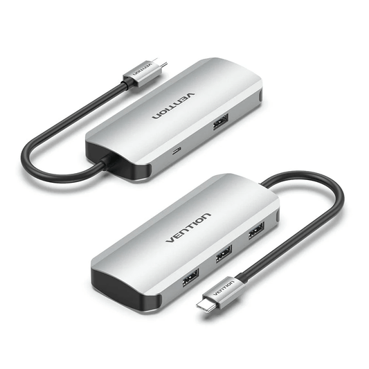 Vention 5-in-1 USB 3.0 Hub with multiple ports and aluminum alloy design.