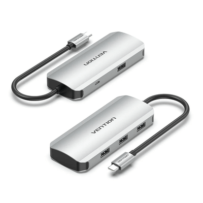 Vention 5-in-1 USB 3.0 Hub with multiple ports and aluminum alloy design.
