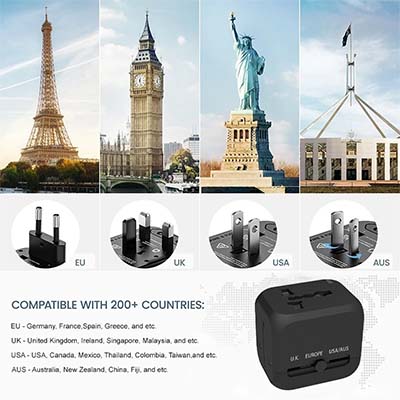 3 in 1 Universal Travel Adaptor with type C by Corporate Gift Store Singapore