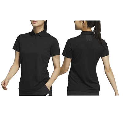 Adidas M SS Polo-T Shirt in black with a self-fabric collar and hidden button-down design.