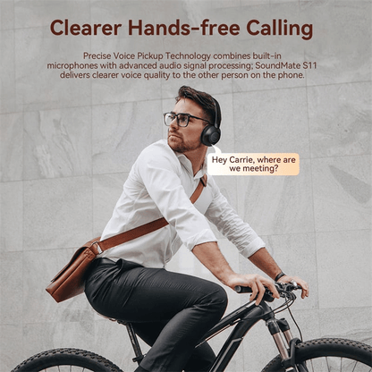 Vention Wireless On-Ear Headphones SoundMate offering clearer hands-free calling while riding a bike.