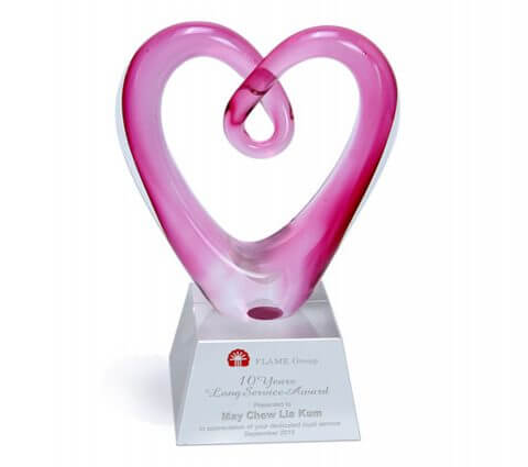 Heartlink on Crystal Base Award by Corporate Gift Store Singapore