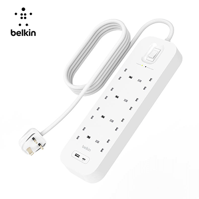 Belkin 8Way 2M Surge Protection Strip with USB A + C by Corporate Gift Store Singapore