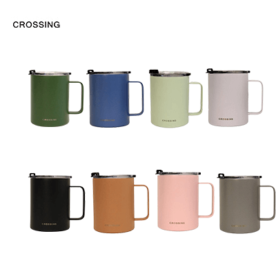 Crossing Neo Insulated SS Ceramic Mug W Handle And Lid 500ml in various colors.