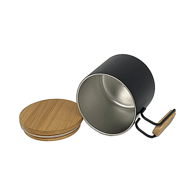 Stainless Steel Mug With Handle and Bamboo Lid by Corporate Gift Store Singapore