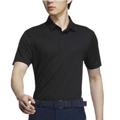Adidas M SS Polo-T Shirt in black worn by a model, perfect for corporate gift Singapore.