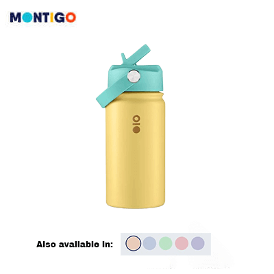 Montigo Ace Bottle Mini in yellow and turquoise color, perfect for daily hydration. Ideal corporate gift.