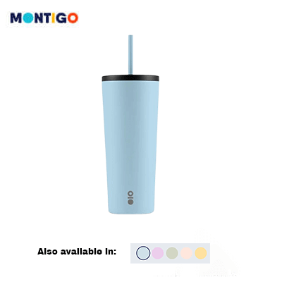 Montigo Wonderama Sense Straw 650ml in light blue, stylish hydration for busy professionals, Corporate Gift Store.