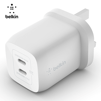 Belkin WCH013 BoostCharge Pro Dual USB-C GaN Wall Charger with PPS 65W by Corporate Gift Store Singapore