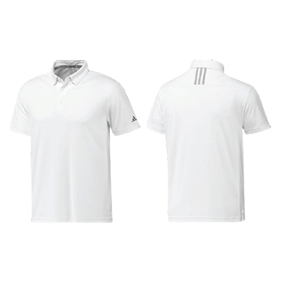 Adidas M SS Polo-T Shirt in white showcasing front and back views, ideal for corporate gift Singapore.
