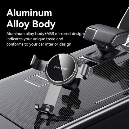 Vention Tiny Car Phone Mount featuring aluminum alloy body and ABS mirrored design for stylish car interiors.