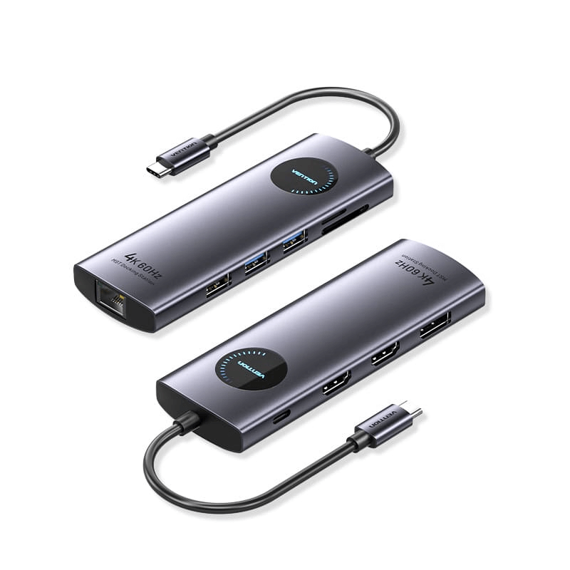 Vention 10-in-1 USB-C MST Docking Station with multiple ports and sleek design.