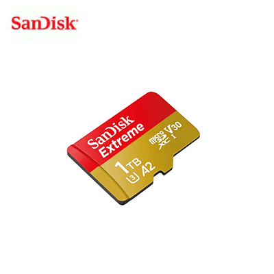 SanDisk Extreme microSDXC QuickFlow UHS-I 1TB memory card for high-speed data storage and 4K video recording.