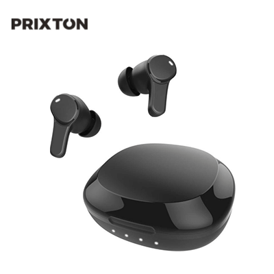 Prixton TWS159 ENC and ANC Earbuds in black with charging case for an exceptional audio experience.