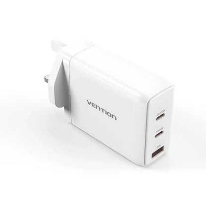 Vention 3-Port USB (C+C+A) GaN Charger (100W/65W/30W) UK-Plug by Corporate Gift Store Singapore