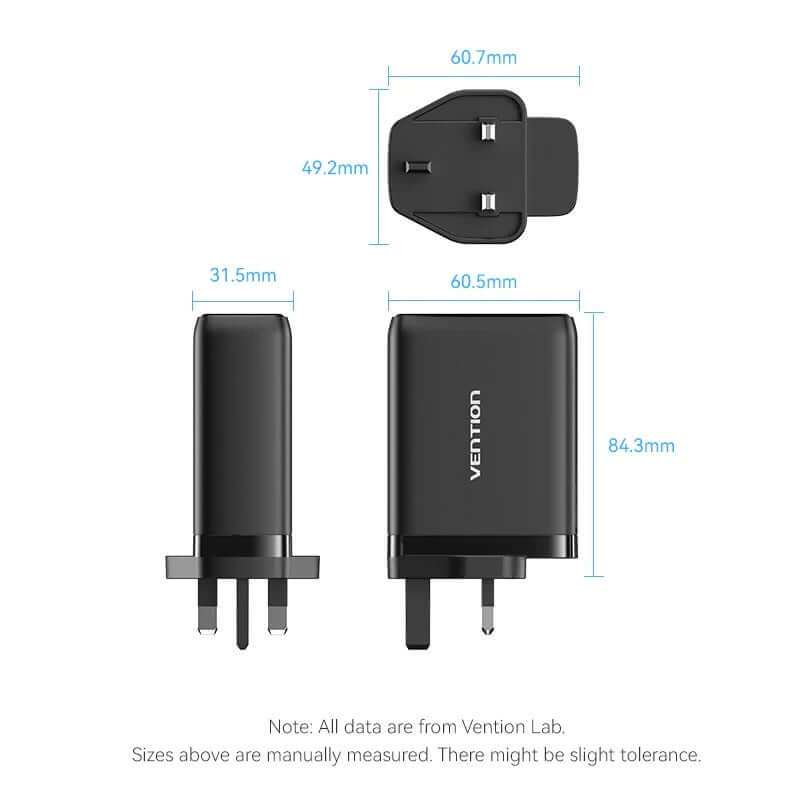 Vention 3-Port USB (C+C+A) GaN Charger (100W/65W/30W) UK-Plug by Corporate Gift Store Singapore