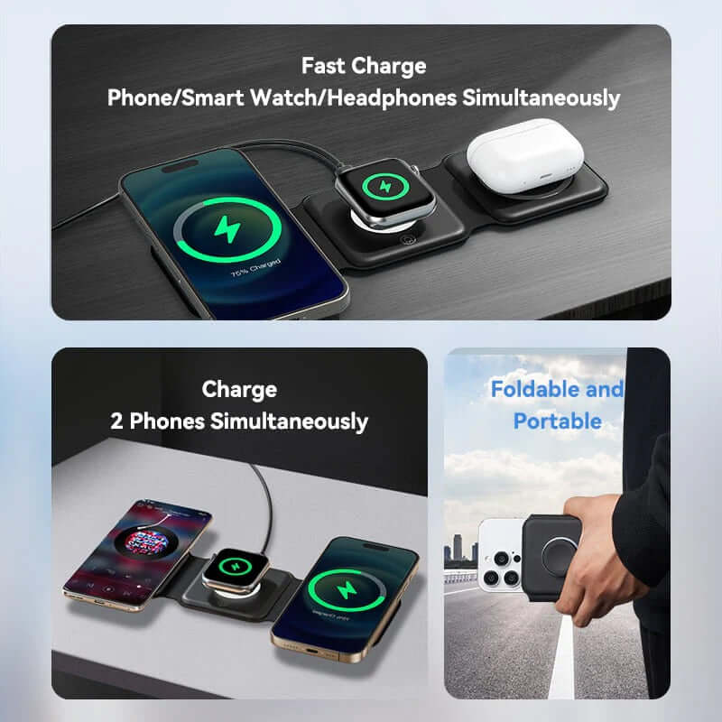 Vention 3-in-1 Wireless Charging Pad with MagSafe and LED Night Light by Corporate Gift Store Singapore