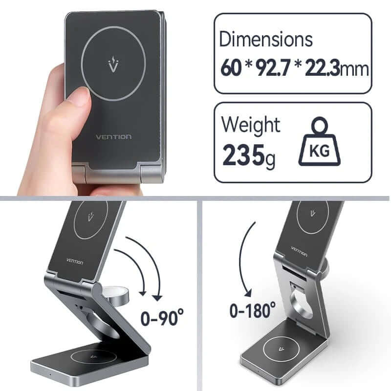 Vention 3-in-1 15W Wireless Charger Stand with MagSafe by Corporate Gift Store Singapore