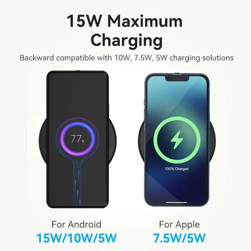 Vention Wireless Charger 15W Black Mirrored Surface Type by Corporate Gift Store Singapore