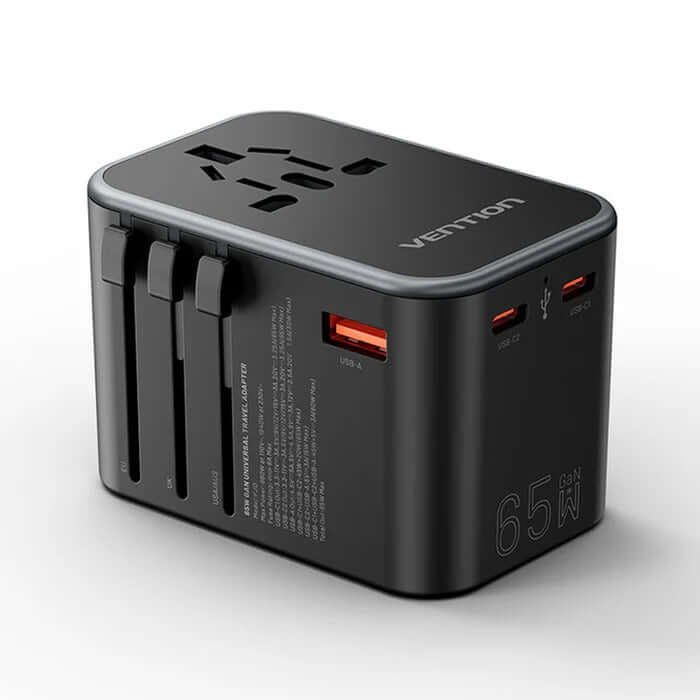 Vention 3-Port GaN USB A/C Universal Travel Adapter by Corporate Gift Store Singapore