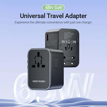 Vention 3-Port GaN USB A/C Universal Travel Adapter by Corporate Gift Store Singapore