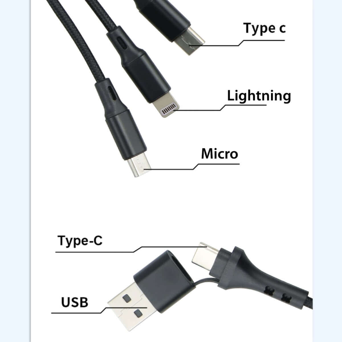 6 in1 Fast Charging Cable With LED Logo by Corporate Gift Store Singapore