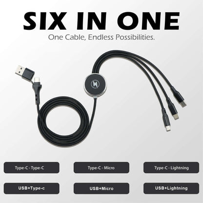 6 in1 Fast Charging Cable With LED Logo by Corporate Gift Store Singapore