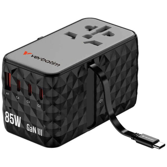 Verbatim Charge ‘n’ Travel Diamond 85W Universal Travel Adapter with Retractable Cable (CNT-02) by Corporate Gift Store Singapore