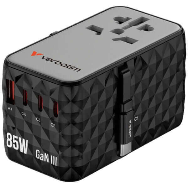 Verbatim Charge ‘n’ Travel Diamond 85W Universal Travel Adapter with Retractable Cable (CNT-02) by Corporate Gift Store Singapore