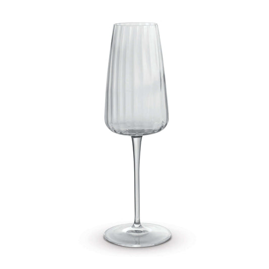 Elegant Luigi Bormioli Optica Flute Glass Cup for corporate gift in Singapore, showcasing timeless Italian design.
