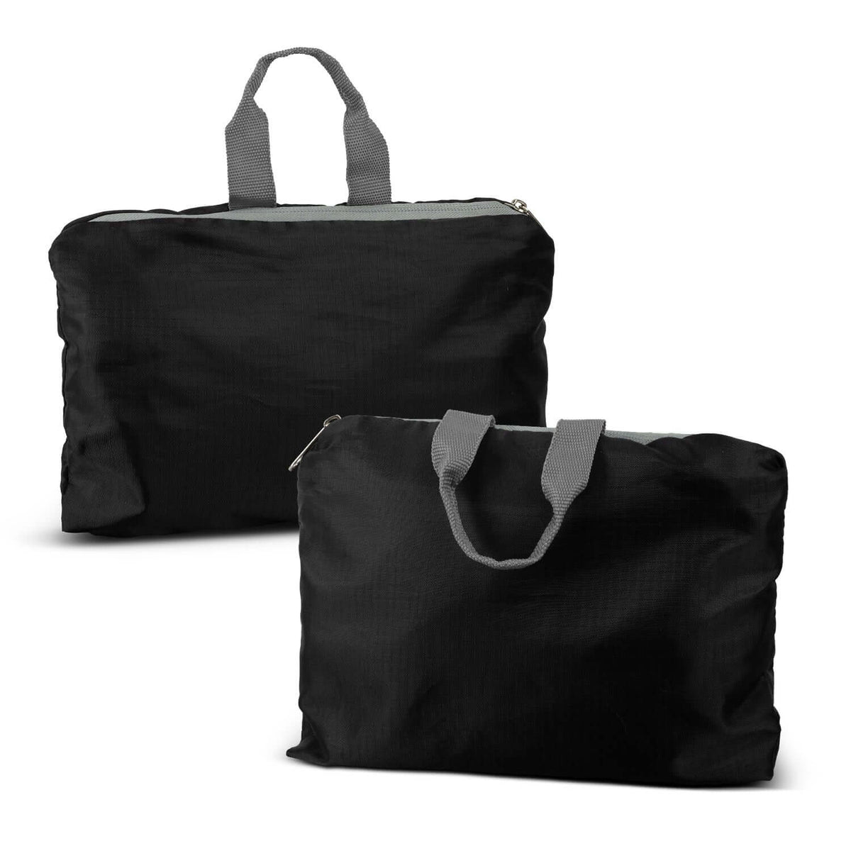 Origami Foldable Duffle Bag shown in black, portable and stylish for travel use, ideal as a corporate gift Singapore.