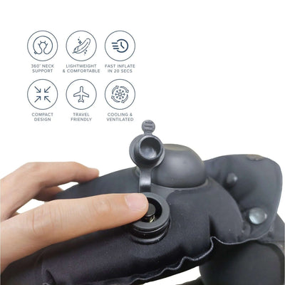 Crossing Inflatable Air Pump Neck Travel Pillow with 360-degree neck support and fast inflation feature.