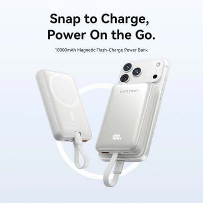 Vention CCC 10000mah Magnetic Wireless Power Bank With Cable on a light background, showcasing its portable design.