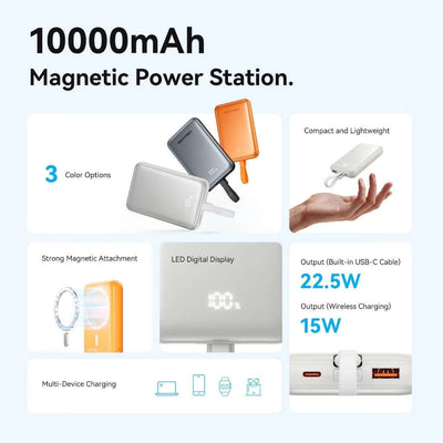 Vention CCC 10000mah Magnetic Wireless Power Bank With Cable features compact design and multi-device charging options.