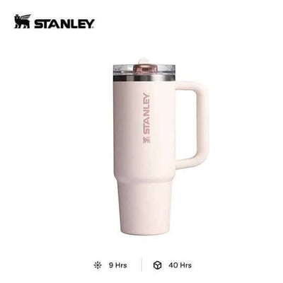 STANLEY The 30oz Quencher ProTour Flip Straw Tumbler (0.88L) in soft pink with a sleek design and durable handle.