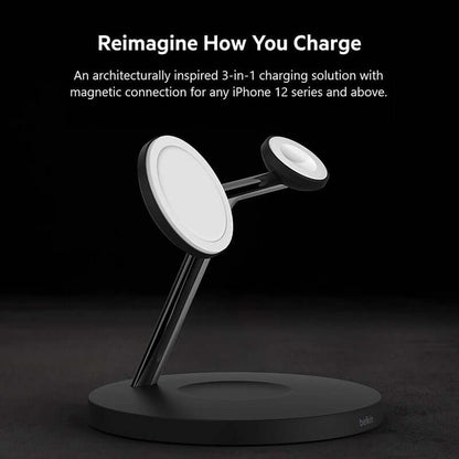 Belkin WIZ017myBK BoostCharge Pro 3-in-1 Wireless Charger with MagSafe 15W by Corporate Gift Store Singapore