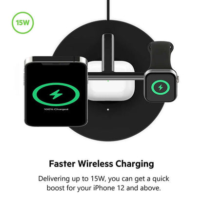 Belkin WIZ017myBK BoostCharge Pro 3-in-1 Wireless Charger with MagSafe 15W by Corporate Gift Store Singapore