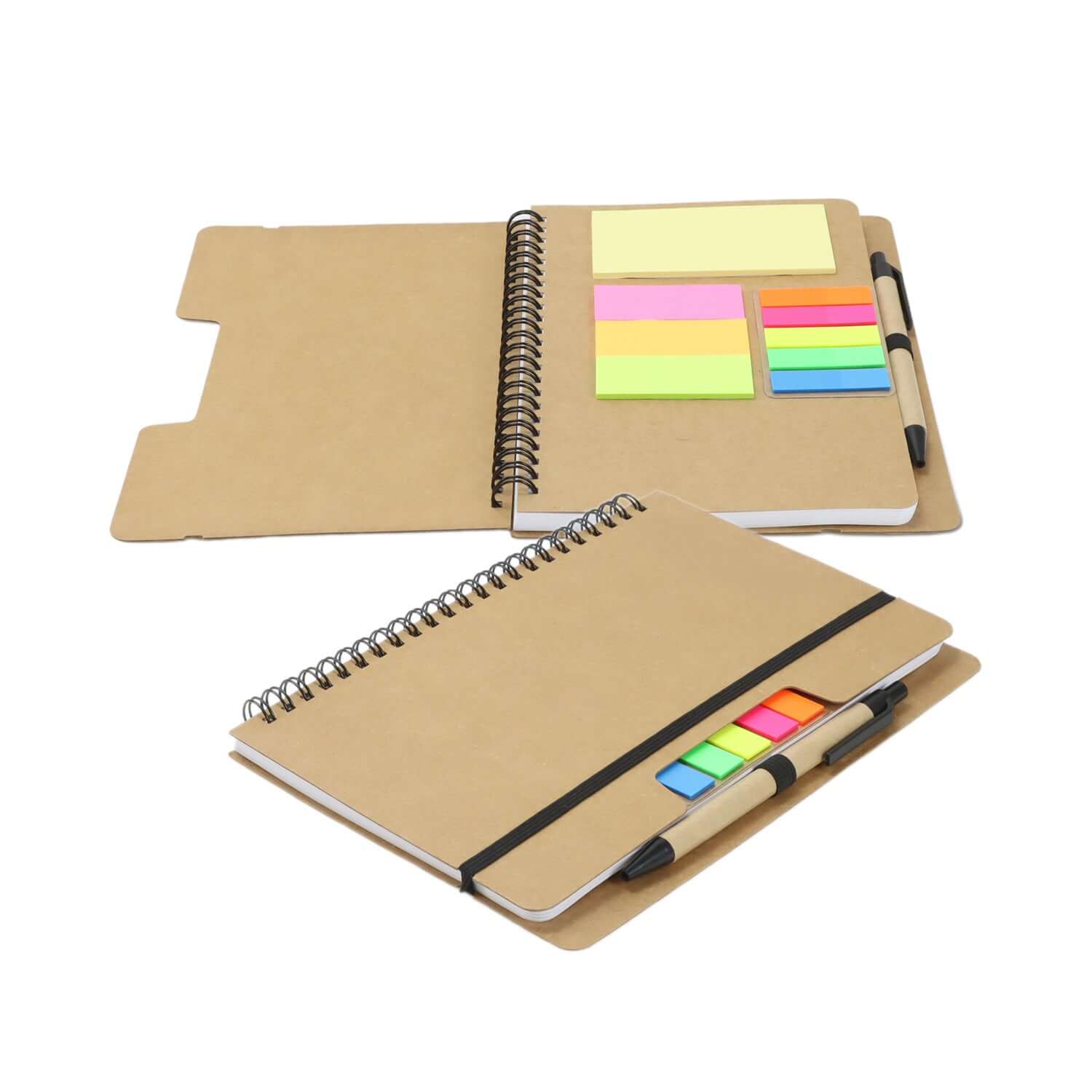 Kraft Notebook with Notes and Flags - Eco-Friendly Organizer - GiftStore.sg