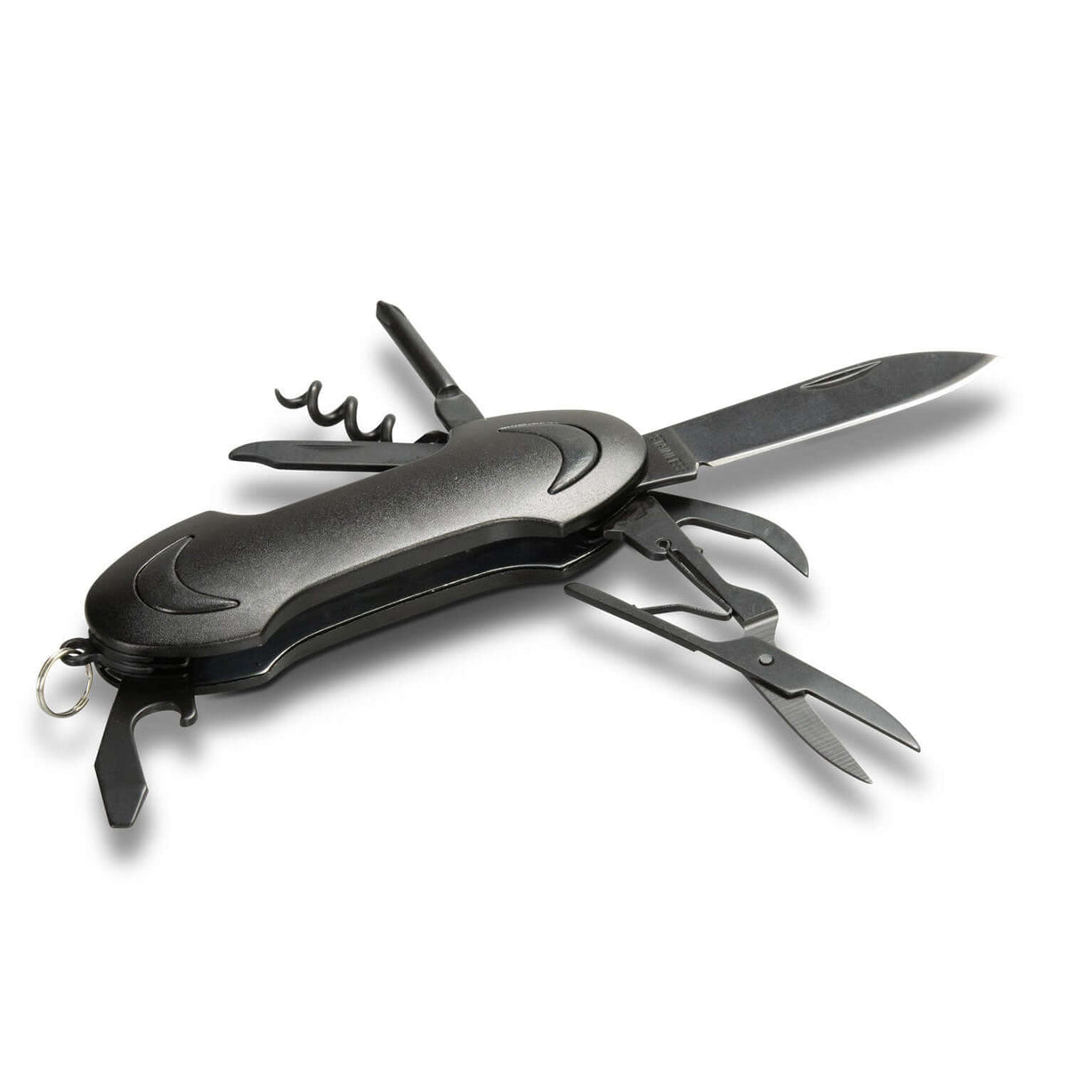 Omni Multi-Function Pocket Knife with stainless steel tools in compact design for everyday reliability.