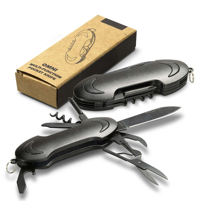 Omni Multi-Function Pocket Knife with stainless steel tools and gift box in Singapore.