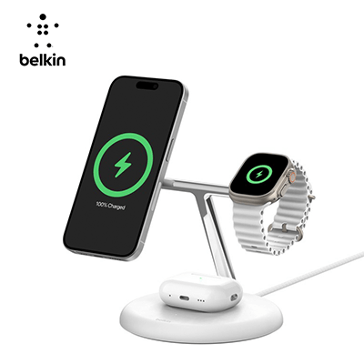 Belkin 3-in-1 Magnetic Wireless Charging Stand with Qi2 15W by Corporate Gift Store Singapore